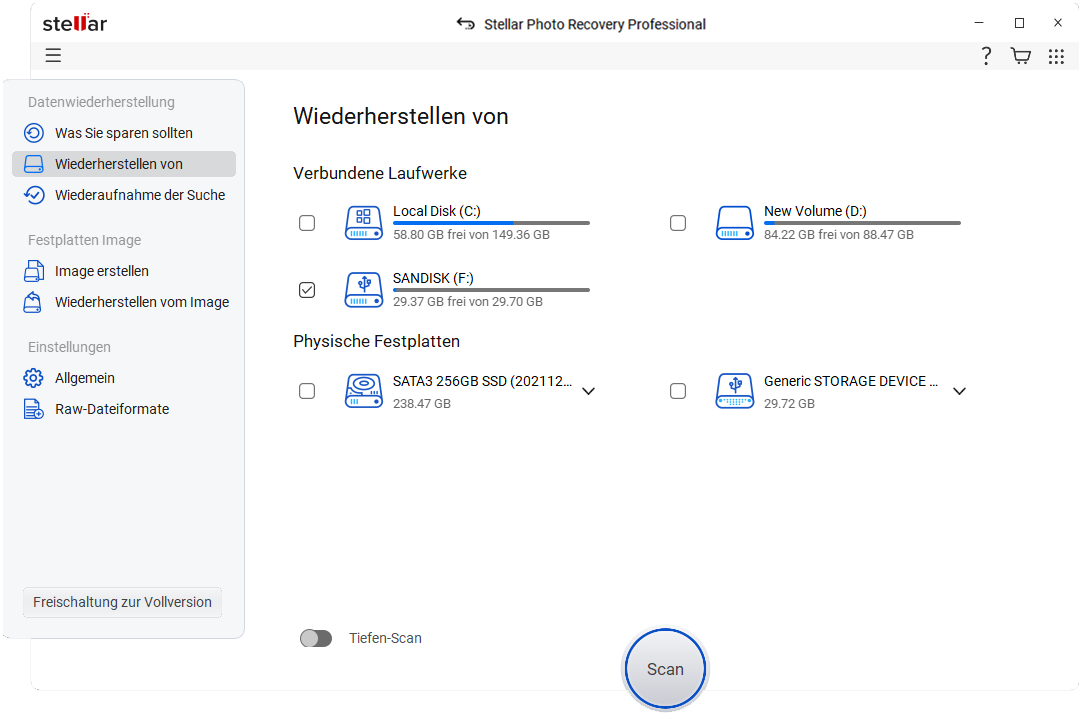 Wählen Sie Wiederherstellen von