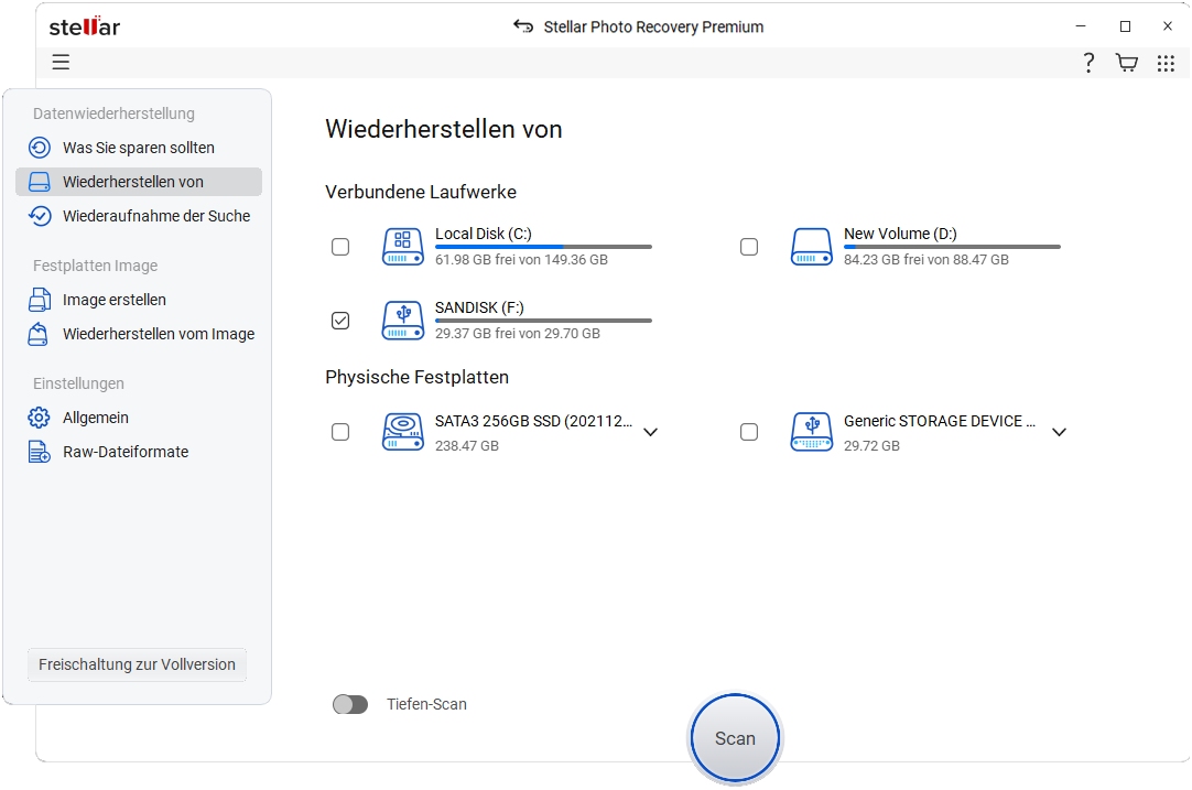 Wählen Sie Wiederherstellen von