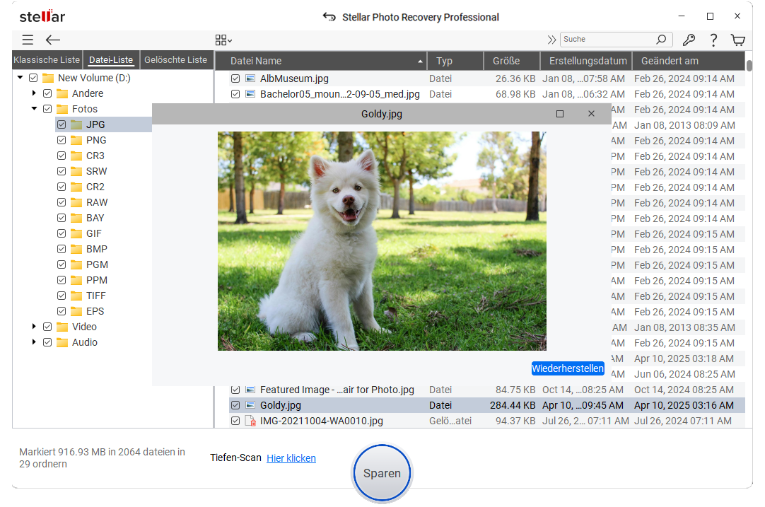 Scannen und Wiederherstellen