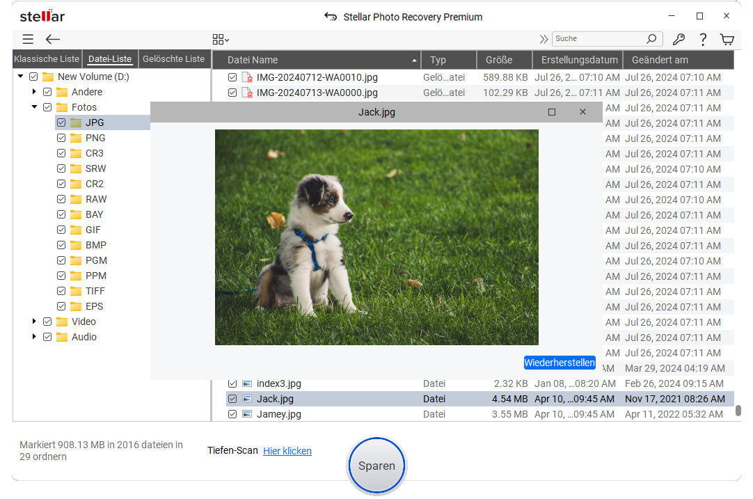 Scannen und Wiederherstellen