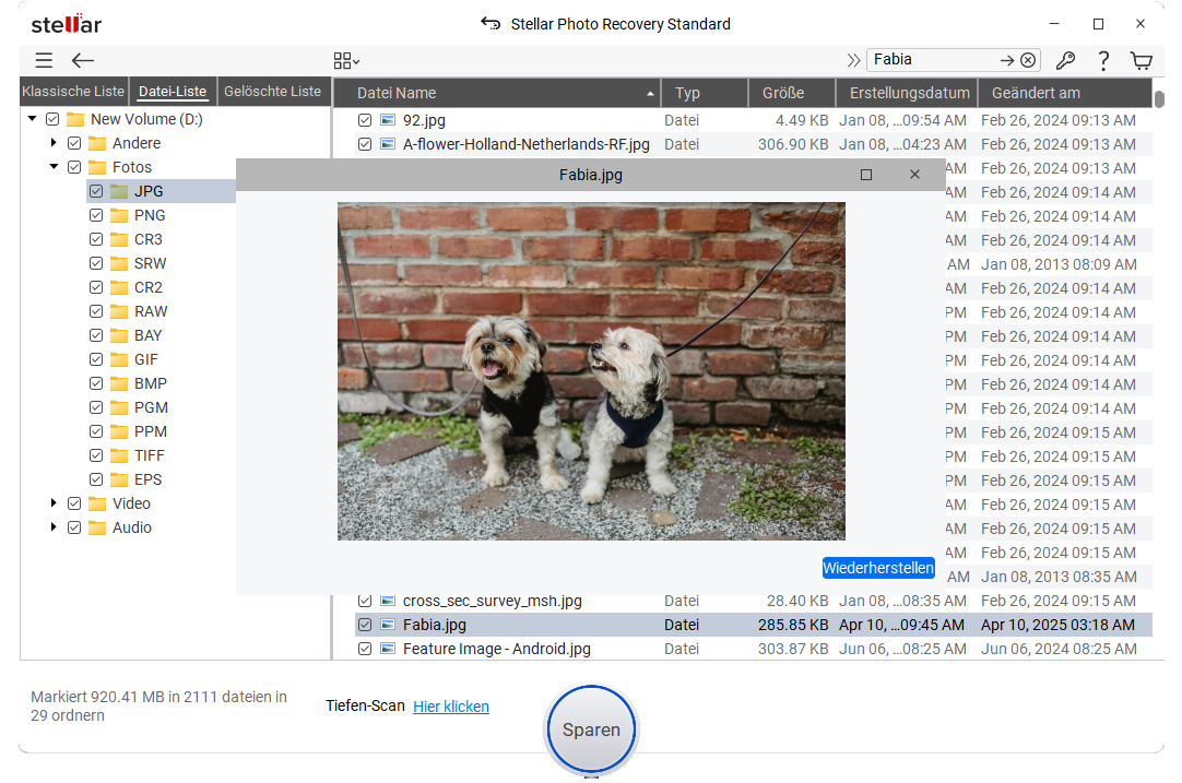 Scannen und Wiederherstellen