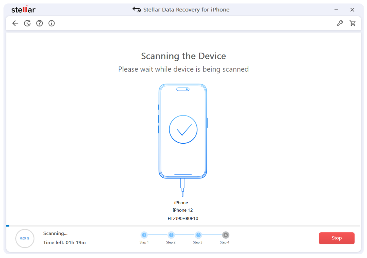 Stellar Data Recovery for iPhone - Click device to select