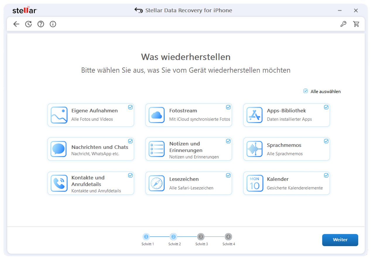 Wählen Sie aus, was Sie wiederherstellen möchten