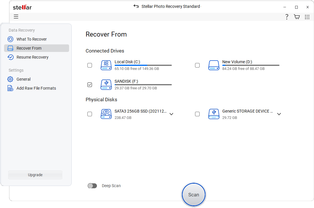 Stellar Photo Recovery - click&nbsp;Scan