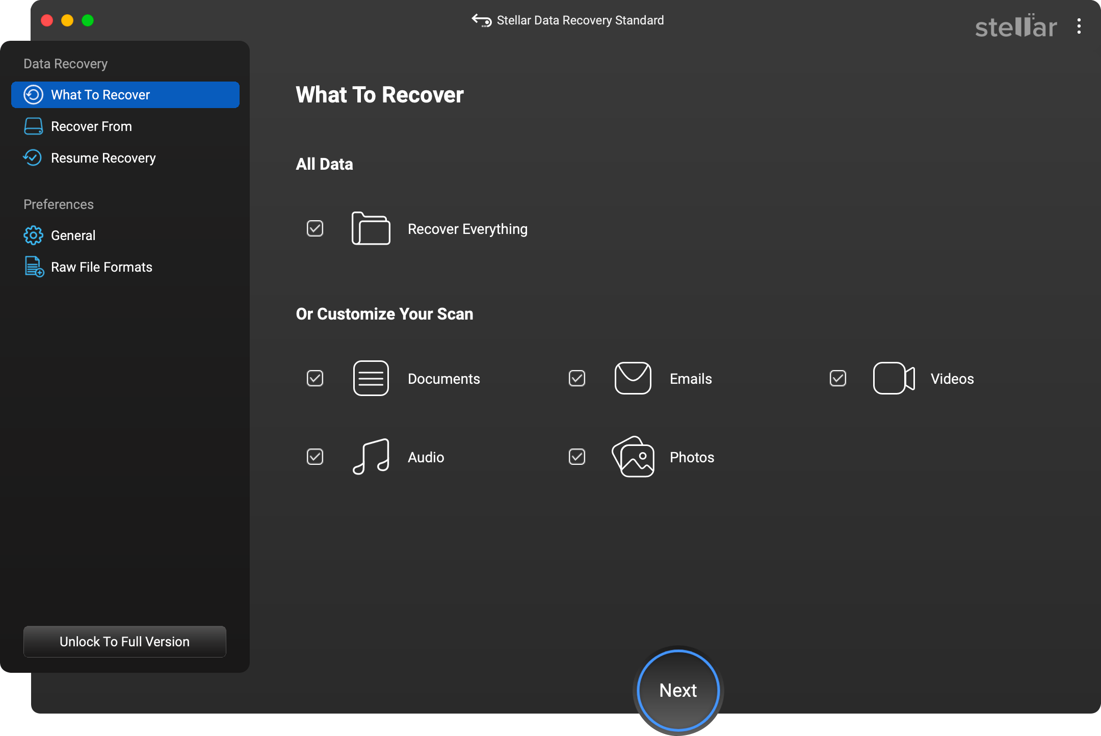 Selecteer bestandstype & schijf