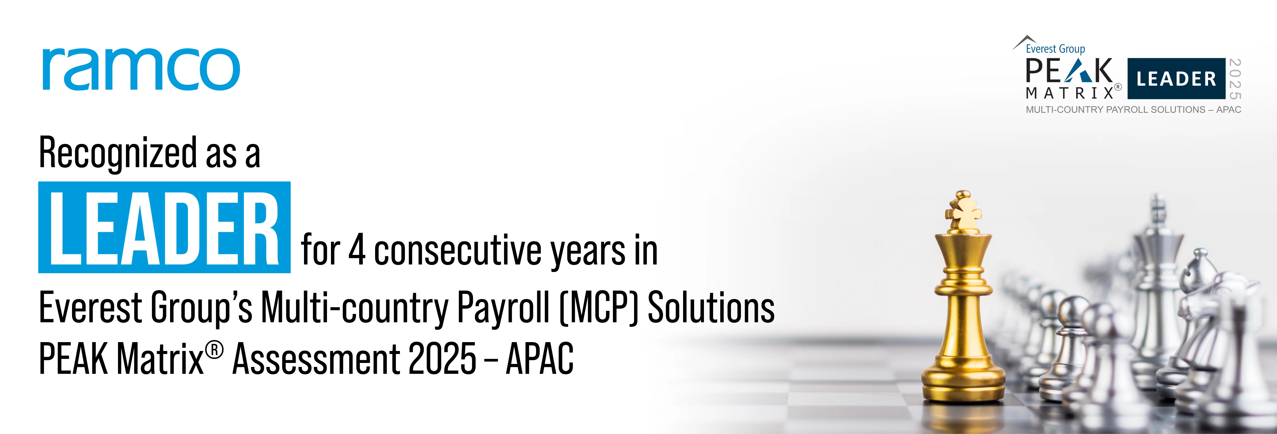 Ramco Systems recognized a ‘Leader’ for 4th consecutive year in Everest Group’s 2025 APAC Multi-Country Payroll (MCP) Solutions PEAK Matrix® 